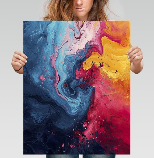 Фотография футболки Энергия Цвета: Абстрактный Взрыв Краски Fluid Art