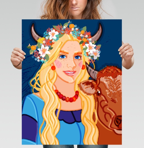 Фотография футболки Taurus Woman – Золотистая Девушка Телец в цветочном венке символ знак зодиака