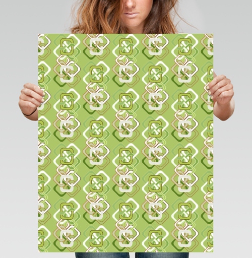 Фотография футболки Оливковый геометрический узор в стиле семидесятых Retro Geometric Pattern