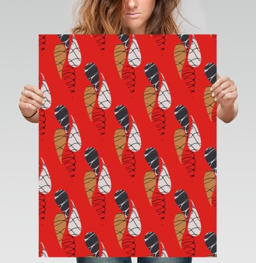 Фотография футболки Абстрактный графический узор лепестки / Abstract pattern red drops