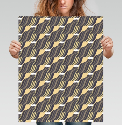 Фотография футболки Abstract wave pattern / Абстрактный орнамент бежевый угольный узор