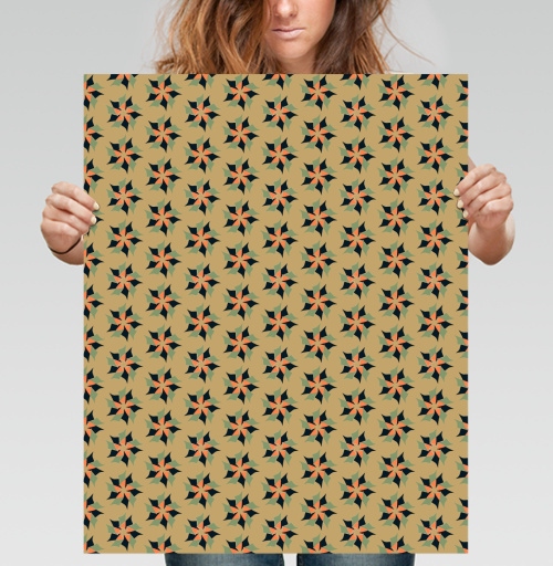 Фотография футболки Geometric Flower Pattern – Геометрический цветочный паттерн акцент для дома