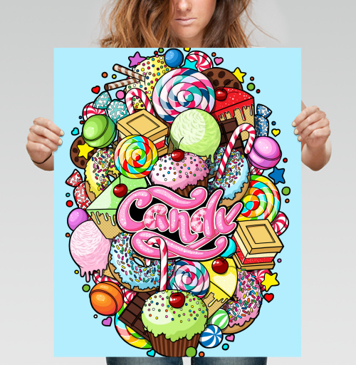 Фотография футболки Яркое яйцо из сладостей Candy в стиле поп-арт