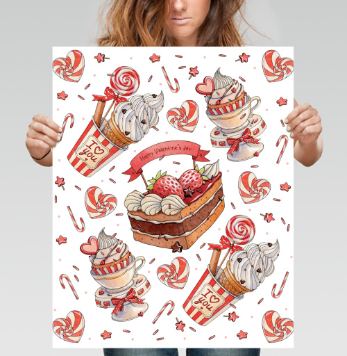 Фотография футболки Happy Valentines Day pattern / Паттерн ко Дню святого Валентина
