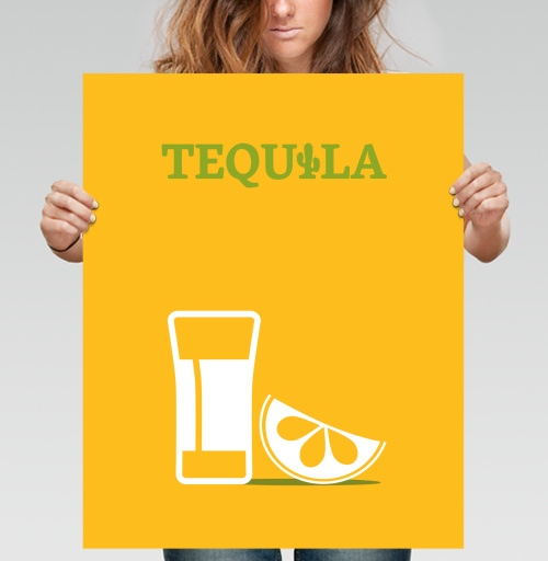 Фотография футболки Яркий минималистичный плакат TEQUILA с мексиканским стилем
