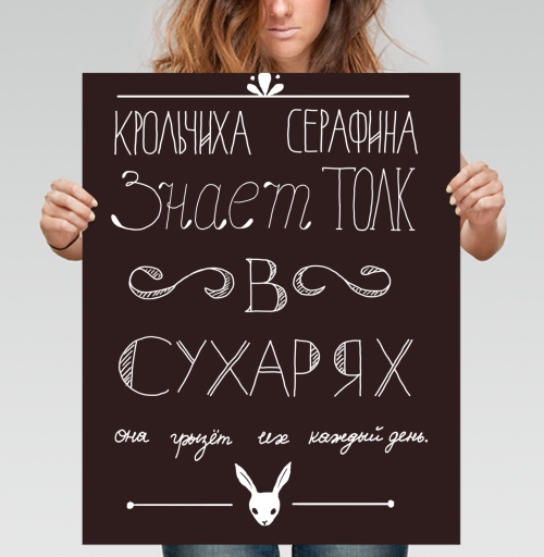 Фотография футболки Открытка с крольчихой Серафиной и сухарями