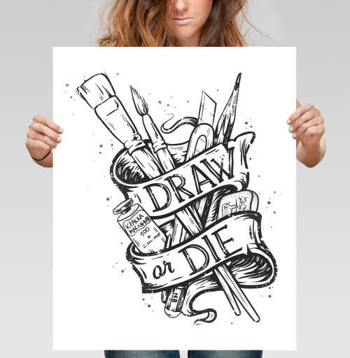 Фотография футболки Винтажный арт-плакат «DRAW or DIE»
