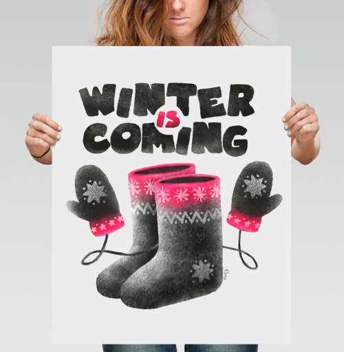 Фотография футболки Зимняя уютная пара: валенки и варежки «Winter Is Coming»