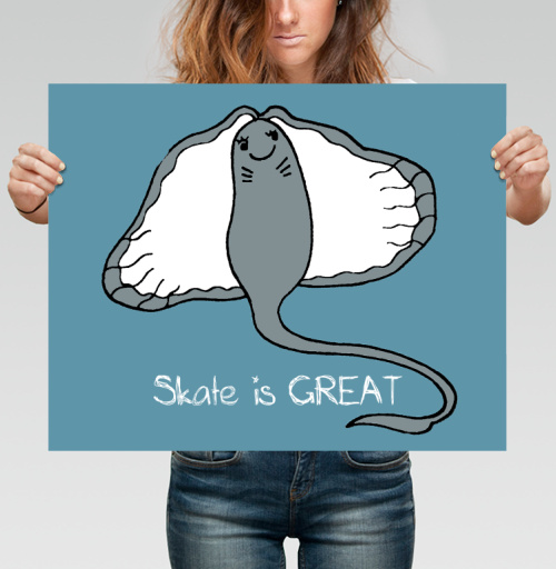Фотография футболки Веселый скат с надписью Skate is GREAT