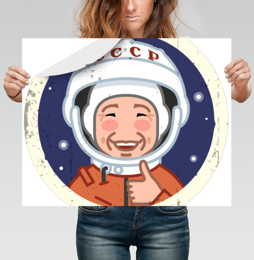 Фотография футболки Винтажный советский космонавт с большим пальцем