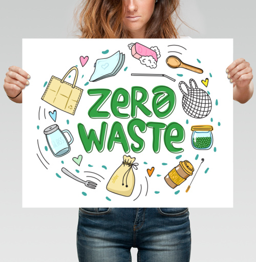 Фотография футболки Экологичный коллаж zero waste с яркими акцентами