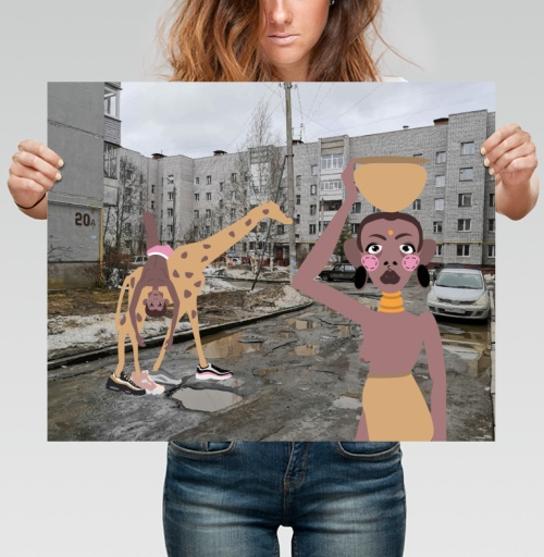 Фотография футболки Дикие Джунгли Урбанистическом Пространстве среди многоэтажек