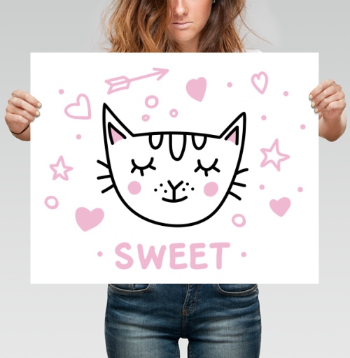 Фотография футболки Кот с розовыми щечками милый и нежный SWEET