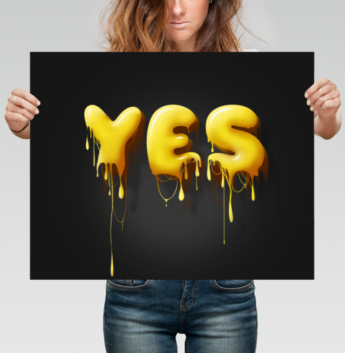 Фотография футболки Объемные желтые капающие буквы да Yes