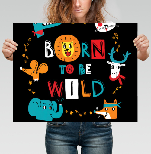 Фотография футболки Born to be Wild / Рожденный быть диким веселые мультяшные животные