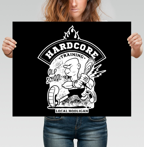 Фотография футболки Хардкор тренинг персонаж с битой в движении local hooligan