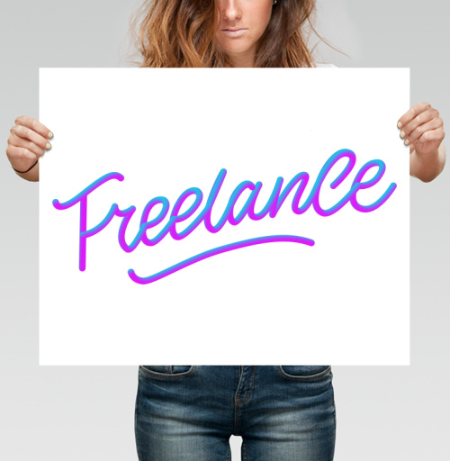 Фотография футболки Светящаяся яркая надпись Freelance свобода творчества