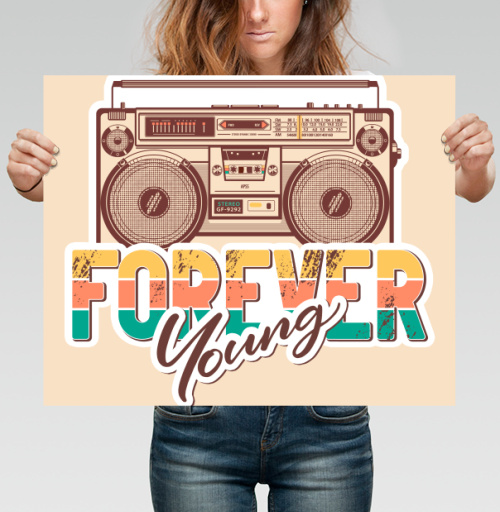 Фотография футболки Ретро бумбокс FOREVER Young винтажный принт