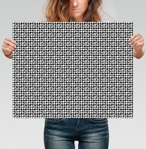 Фотография футболки Стильный черный белый узор / Geometric fractal для декора интерьера