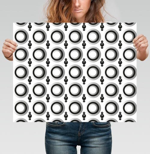 Фотография футболки Узор с кольцами и сферами Geometric pattern and black spheres