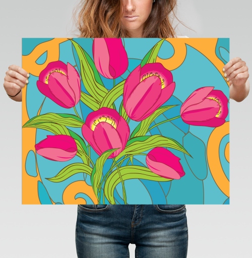 Фотография футболки Pink Tulips / Розовые тюльпаны