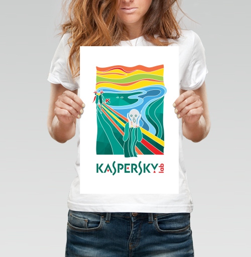 Фотография футболки Современная Интерпретация «Крика» с Логотипом Kaspersky