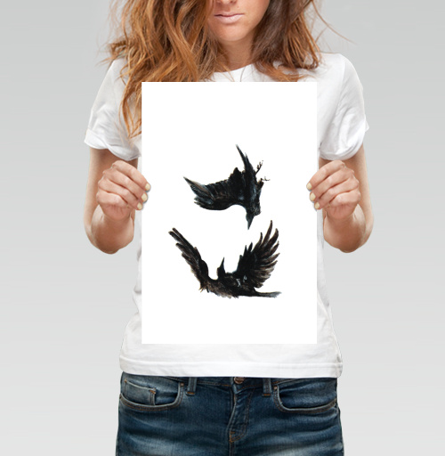 Фотография футболки Crows falling in love / Вороны влюбляются
