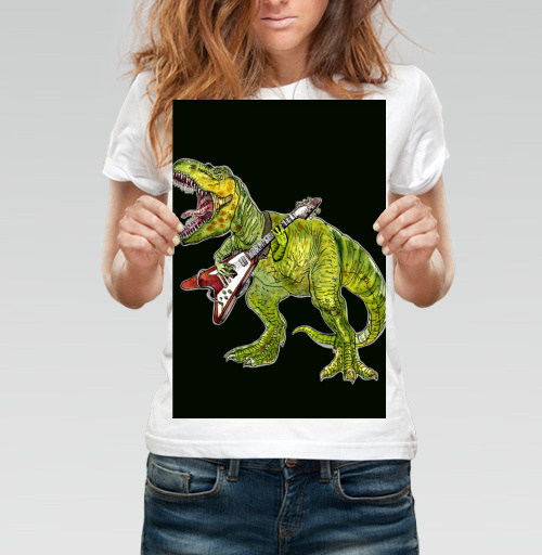 Фотография футболки Хэви метал динозавр