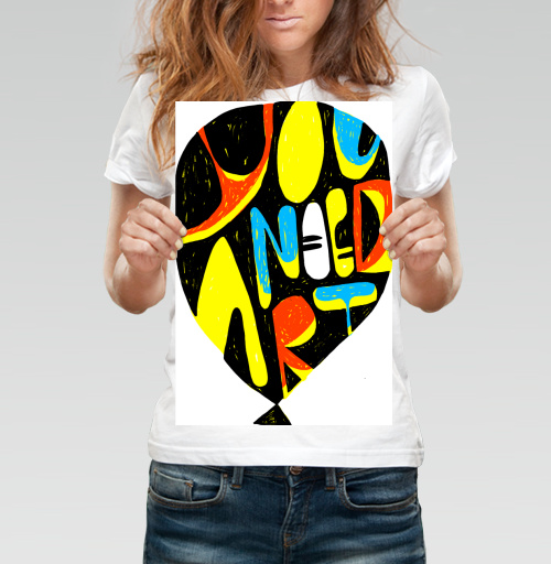 Фотография футболки Яркое граффити с посланием «You Need Art»