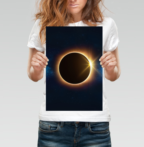 Фотография футболки Солнечное затмение космос огонь световые эффекты