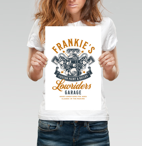 Фотография футболки Эмблема Frankie’s: Классика тюнинга и силы мотора