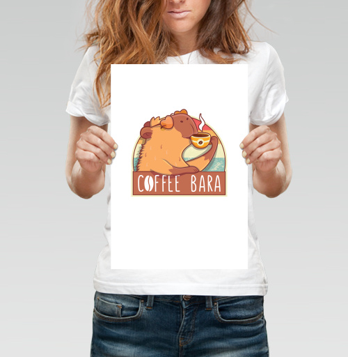 Фотография футболки Милый барсук с чашкой кофе – Coffee Bara