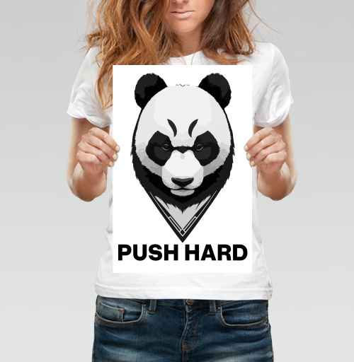 Фотография футболки Мотивирующий принт с панды «PUSH HARD»