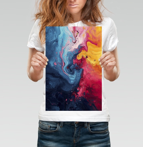 Фотография футболки Энергия Цвета: Абстрактный Взрыв Краски Fluid Art