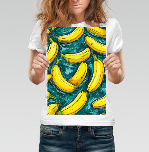 Фотография футболки Refreshing Tropical Bananas in Water / Свежие желтые бананы в воде