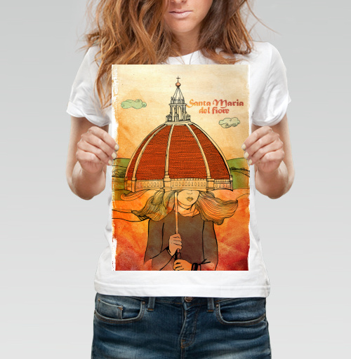 Фотография футболки Уютная женщина под куполом Santa Maria del Fiore / Святая Мария Цветочная