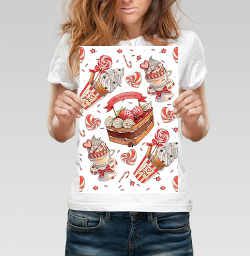 Фотография футболки Happy Valentines Day pattern / Паттерн ко Дню святого Валентина