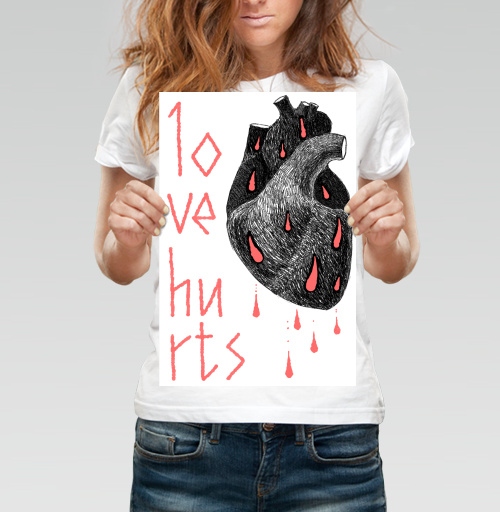 Фотография футболки Love hurts! / Любовь ранит!