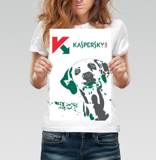 Фотография футболки Стилизованный портрет собаки Kaspersky – защита и надежность