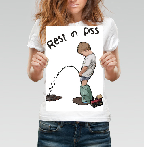 Фотография футболки Ироничная футболка REST IN PISS с забавным принтом