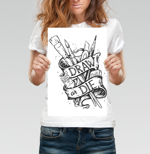 Фотография футболки Винтажный арт-плакат «DRAW or DIE»