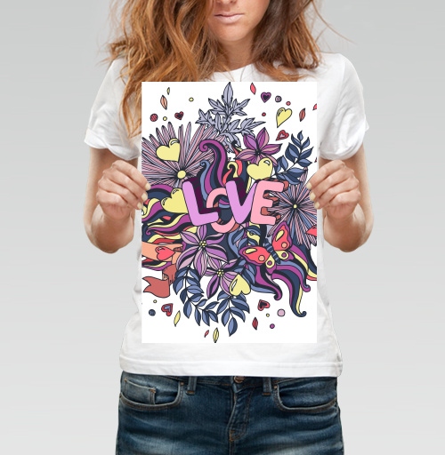 Фотография футболки Принт про любовь в мультяшном стиле