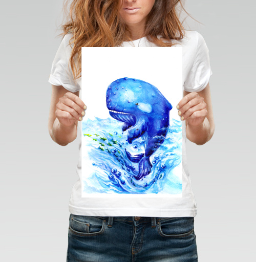 Фотография футболки Акварельный кит