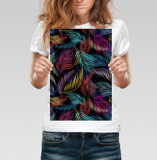 Фотография футболки Разноцветные листья пальмы