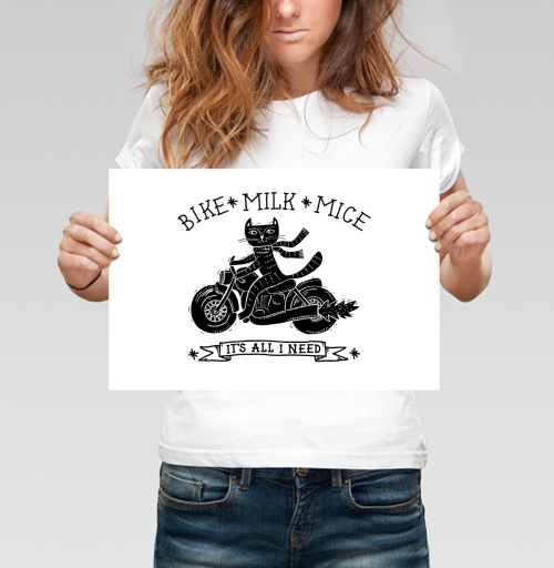 Фотография футболки Кошка на мотоцикле