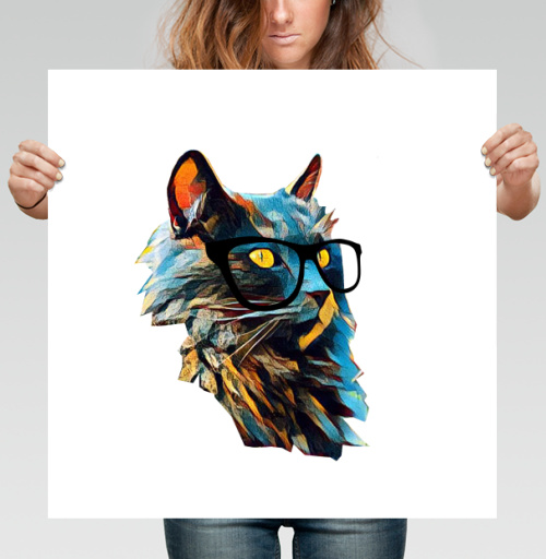 Фотография футболки Синий кот в очках
