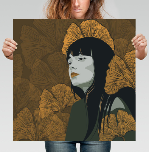 Фотография футболки Девушка в осенних листьях