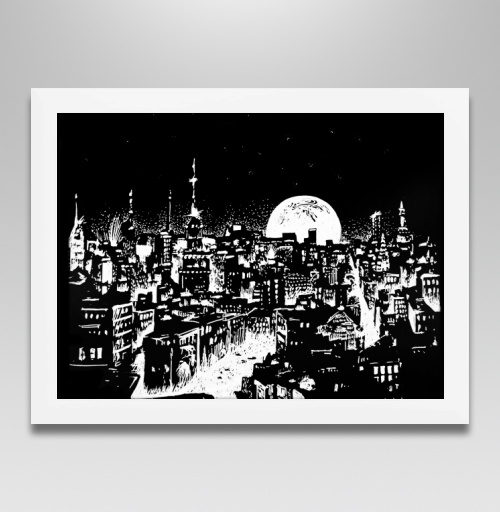 Фотография футболки Ночной город под луной