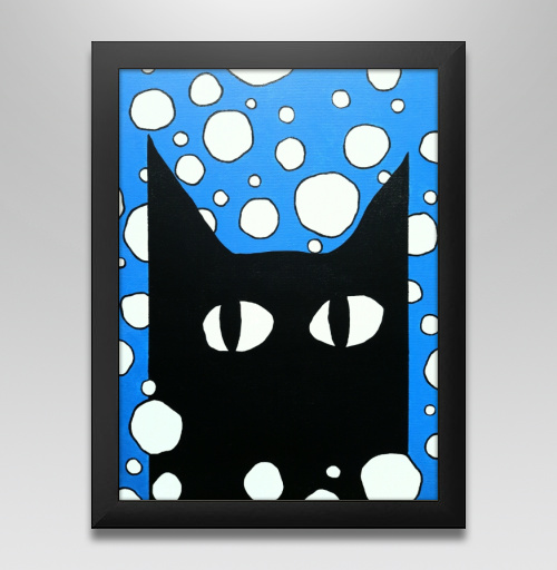 Фотография футболки Черный кот.Пузыри.