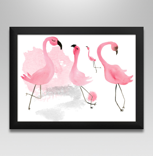 Фотография футболки Акварельная иллюстрация фламинго